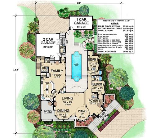 central courtyard house plans
