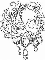 Coloring Skull Pages Gothic Goth Colouring Embroidery Tattoo Printable Paper Sheets Designs Book Skulls Adults Adult Unique Halloween Projects Patterns sketch template