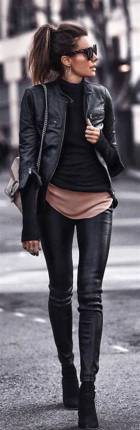 16 leather pants outfits 2018 fashion black outfit cute spring outfits