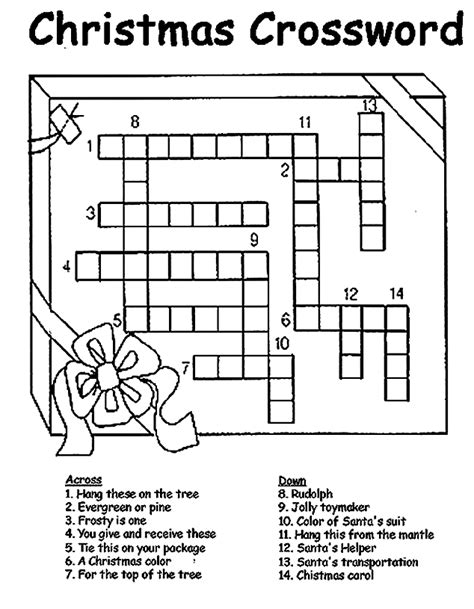 printable christmas crossword puzzle crafts   kids