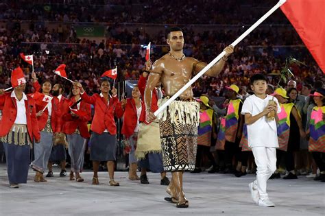 tonga wins for hottest male flag bearer at the rio opening ceremony