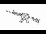 M16 Drawing Draw Rifle sketch template