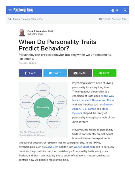 Pdf When Do Personality Traits Predict Behavior