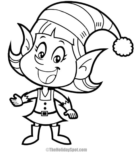 christmas elf coloring outline sketch coloring page