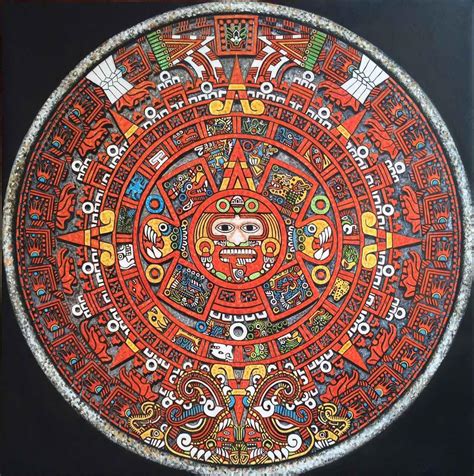 commission   aztec calendar oil  canvas  rpainting