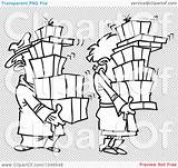 Clip Packages Shaking Carrying Outline Couple Illustration Cartoon Rf Royalty Toonaday sketch template