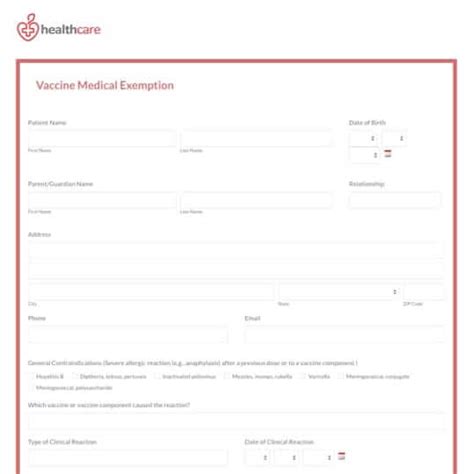 vaccine exemption form template formstack