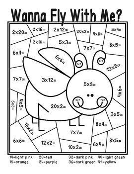 color  number multiplication  coloring pages  kids