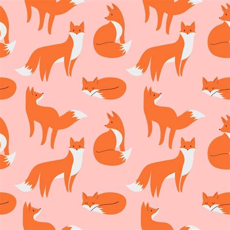 premium vector cute fox seamless pattern vector flat illustration