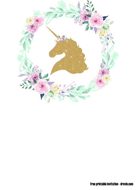 printable floral unicorn invitation templates  printable
