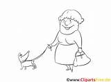 Oma Mit Hund Malvorlage Gassi sketch template