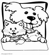 Dog Cat Pages Coloring Printable Animals Print sketch template