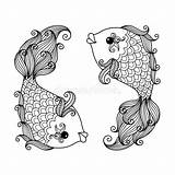 Pisces Coloring Zentangle sketch template