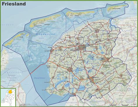 map  friesland  cities  towns ontheworldmapcom