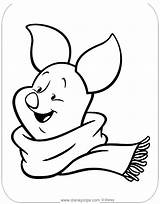 Piglet Coloring Pages Disney Disneyclips Scarf Wearing Winter Funstuff sketch template
