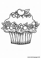 Coloring Pages Cupcake Kitty Hello Berry Fruits Cake Printable Popular Library Coloringhome sketch template