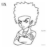 Coloring Boondocks Pages Freeman Lineart Huey Cute sketch template