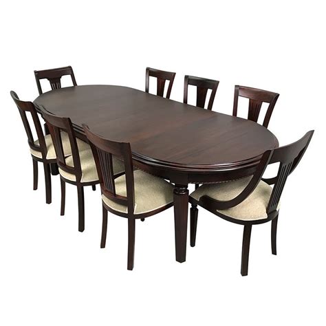 solid mahogany wood oval extension dining set  table  chairs