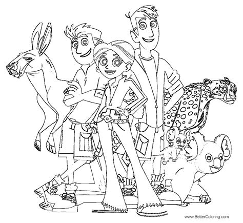 wild kratts coloring pages characters  animals  printable