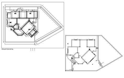 small modern bungalow house plan  dwg file cadbull