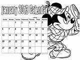 Calendar January Mickey Coloring sketch template