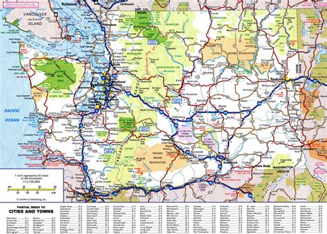 large detailed roads  highways map  washington state