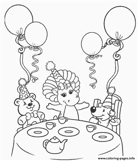 barney happy birthday  coloring page printable