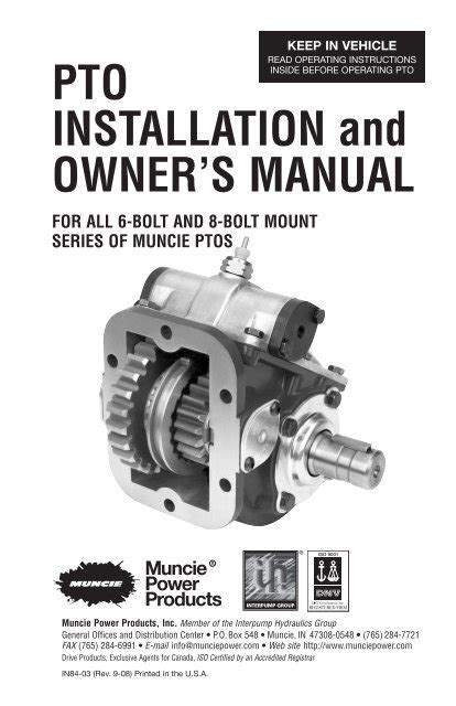 pto installation  owners manual muncie power