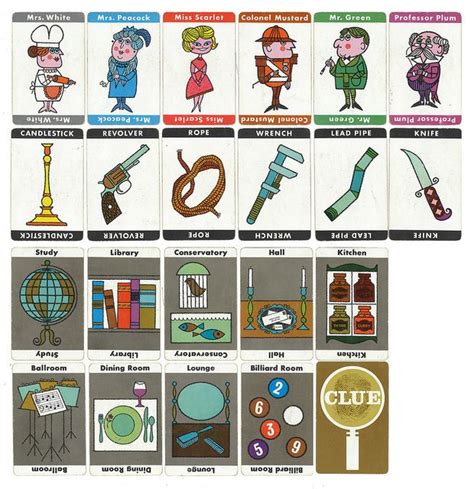 clue board game cards printable