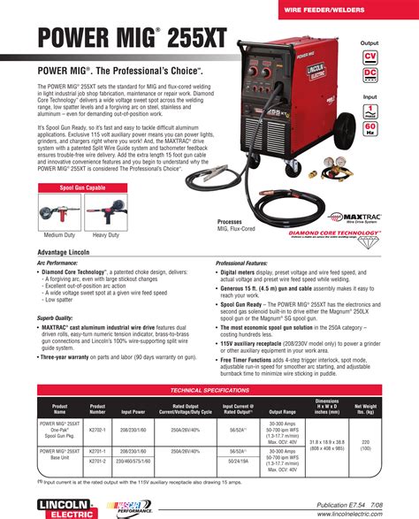 lincoln electric power mig xt users manual wire feederwelders
