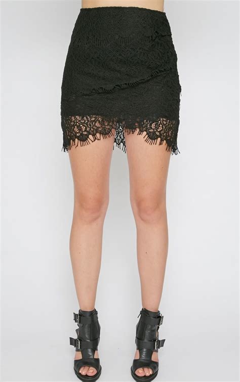Jorja Black Lace Mini Skirt Skirts Prettylittlething