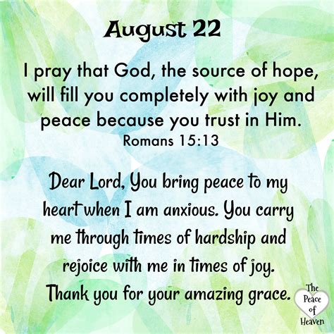 august 22 the peace of heaven