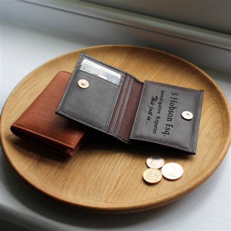 personalised mens leather wallet  coin pocket  nv london