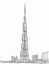 Burj Khalifa Dubai Coloring Pages Sketch Drawing Uae Arab Supercoloring Building Drawings Architecture Printable Al Kids Doodle Template Buildings Emirates sketch template