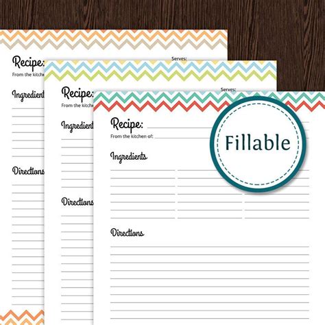 printable editable recipe card template