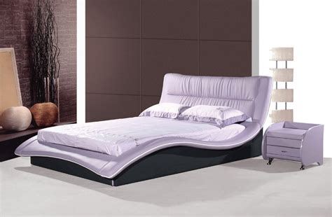 Modern Luxury White Double Leather Bed With Crystals Antique Bedroom