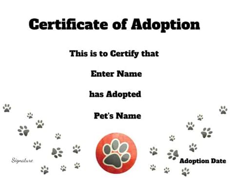 printable  editable dog birth certificate