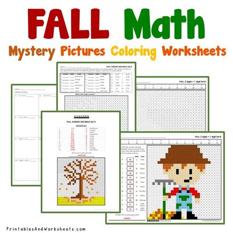 fallautumn math coloring worksheets bundle printables worksheets