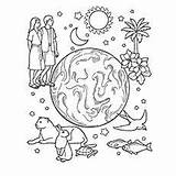 Coloring Pages Adam Eve Creation Bible Animals Printable School Lds Earth Kids sketch template