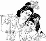 Krishna Radha Drawing Lord Colour Clipart Line Coloring Painting Wallpaper Sketch God Clip Kids Draw Colours Paintings Cliparts Library Getdrawings sketch template