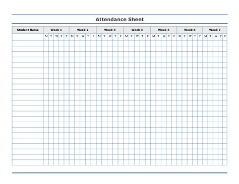 printable attendance sheet template education pinterest