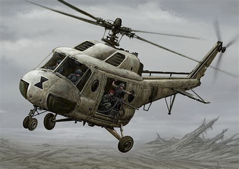 picture helicopter mi  version painting art aviation