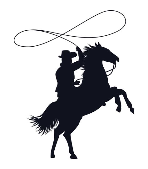 cowboy figure silhouette  horse lassoing character  vector art  vecteezy