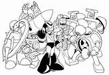Megaman Rockman Bosses Coloring Robot Challenger Universo sketch template