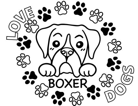 cute boxer dog coloring page instant  etsy