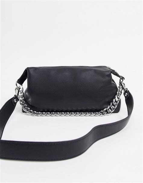 bershka chain detail bag  black asos