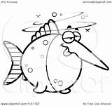 Swordfish Cartoon Drunk Coloring Clipart Outlined Vector Cory Thoman Royalty sketch template