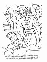 Joseph Angel Coloring Mary Pages Jesus Angels Visits Gabriel Dream Craft Story Birth Bible Sheet Announce Comes Printable Kids Color sketch template