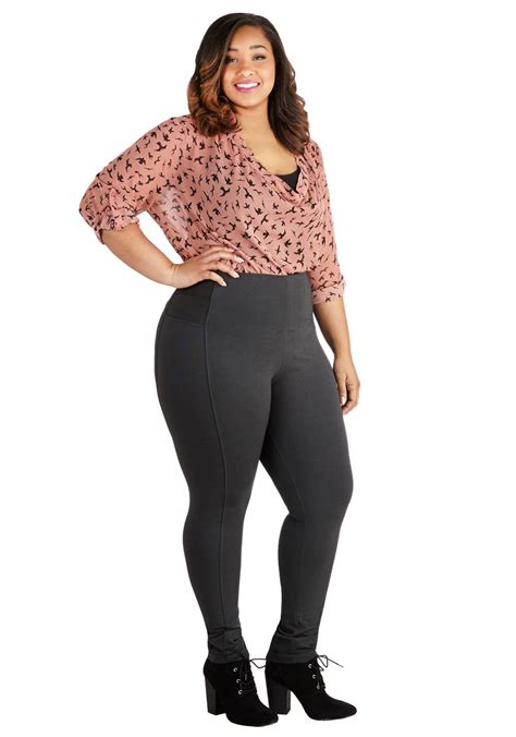 On The Go Glam Leggings In Charcoal Plus Size Mod