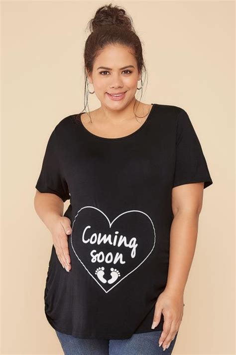 bump it up maternity black top with white glitter coming soon print plus size 16 18